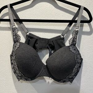 Savage X Fenty Everyday Lace Trimmed Gray Bra